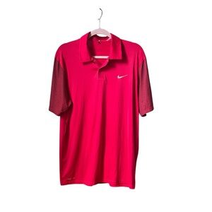 Men’s Nike Tiger Woods TW Dri-Fit Red Short Sleeve Golf Shirt Size Medium